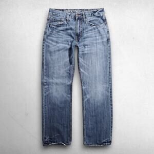 American Eagle Outfitters Relaxed Straight Jeans Mens 30 Blue Distressed Grunge